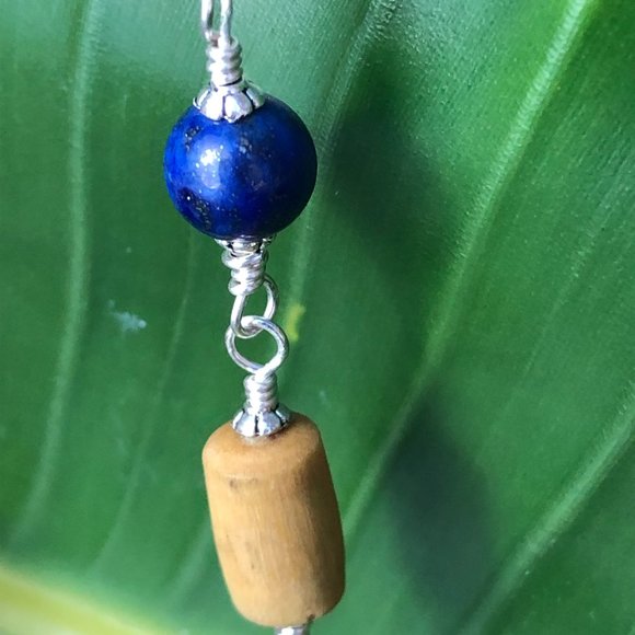 30  1/2" natural Tulasi with Lapis Lazuli beads (Gemstone for Saturn) - Picture 11 of 12